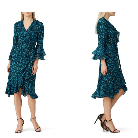 Diane von Furstenberg, Carli Ruffled Wrap Dress, Sz 8. Pic on model for ref. - Picture 4 of 5